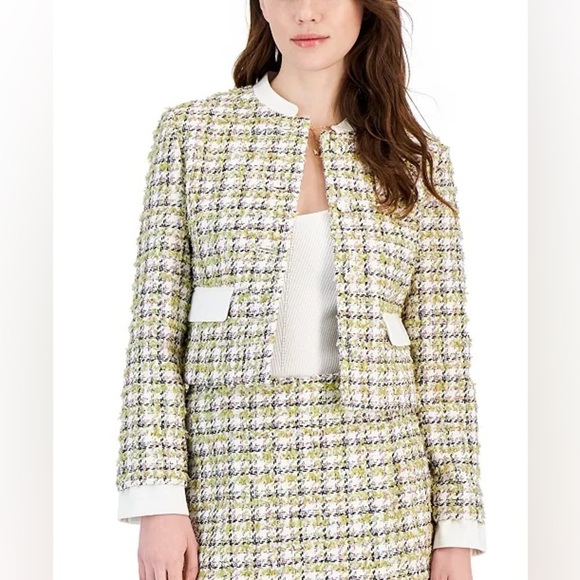 AVEC LES FILLES Women's Tweed Button-Front Jacket size medium - Picture 2 of 11